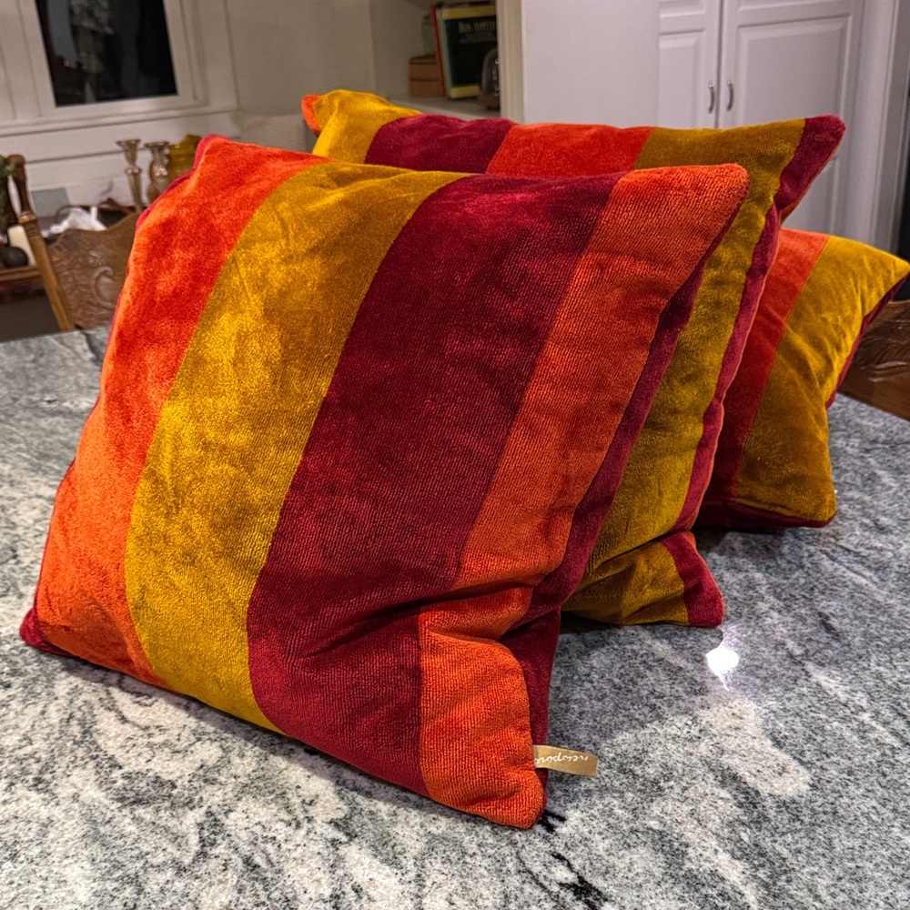 Vintage Newport Striped Throw Pillows with Down Pillow Inserts (set of 3)